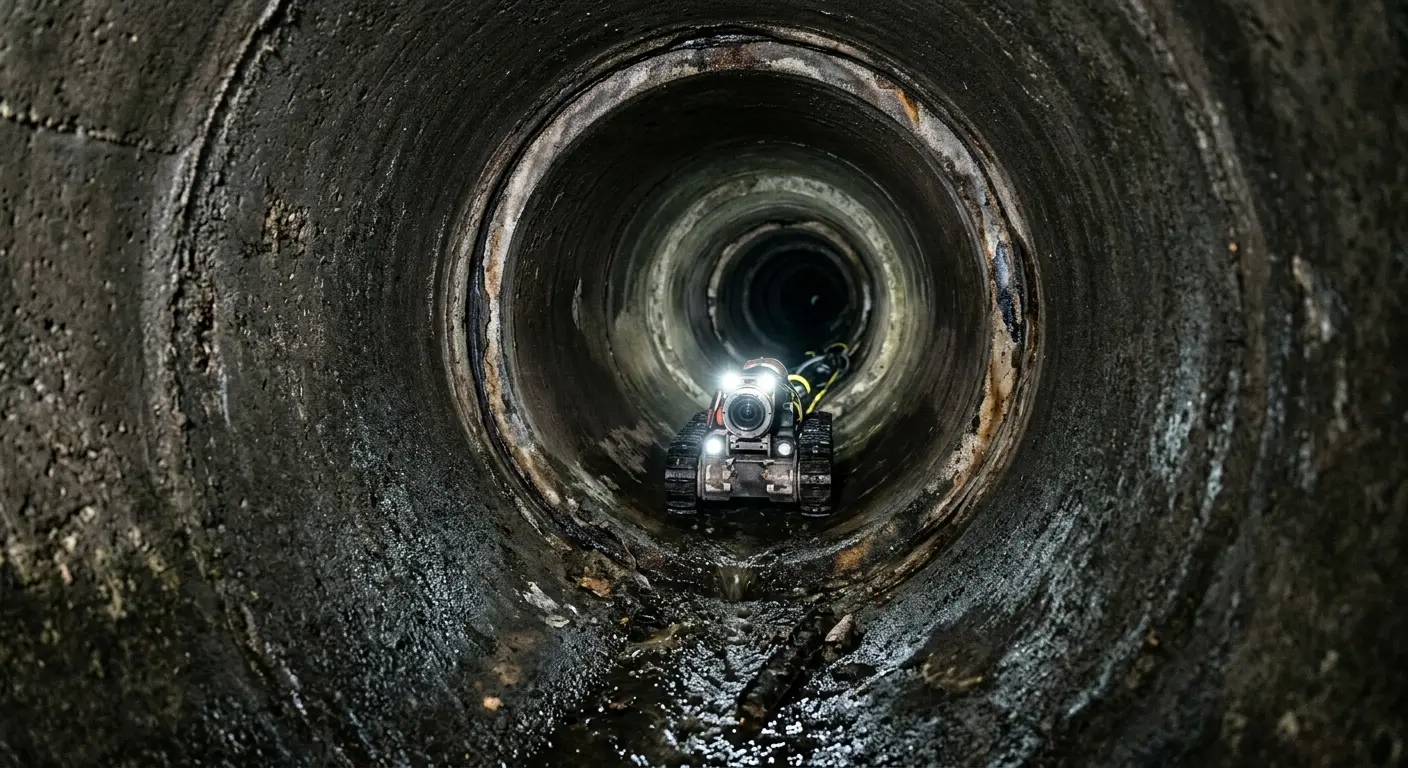 Robotic sewer camera inspecting pipe interior for Drain Snake Service in Diamond Bar